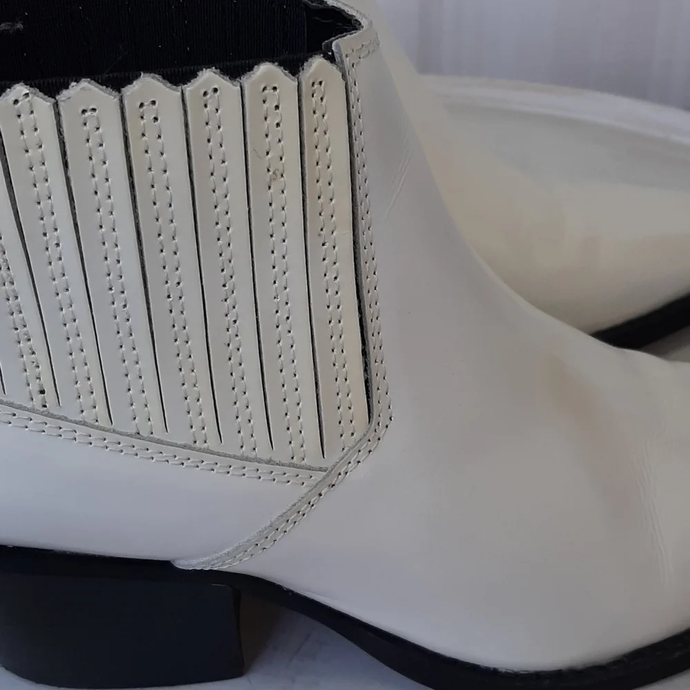 MNG WHITE LEATHER ANKLE BOOTS - Picture 9 of 11